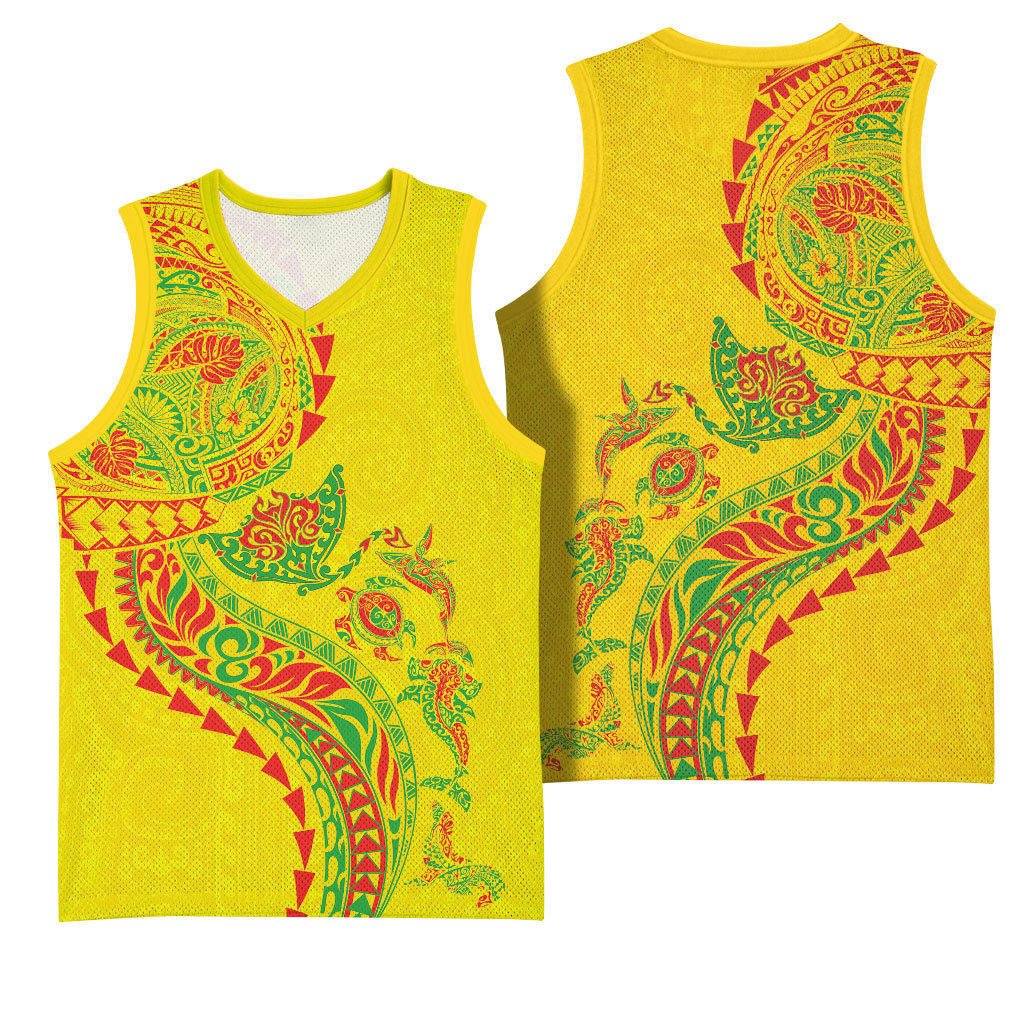 Hawaiian Kakau Tribal Sea Animals Tattoos Basketball Jersey Kanaka Maoli Flag Color Inspired LT03 - Polynesian Pride