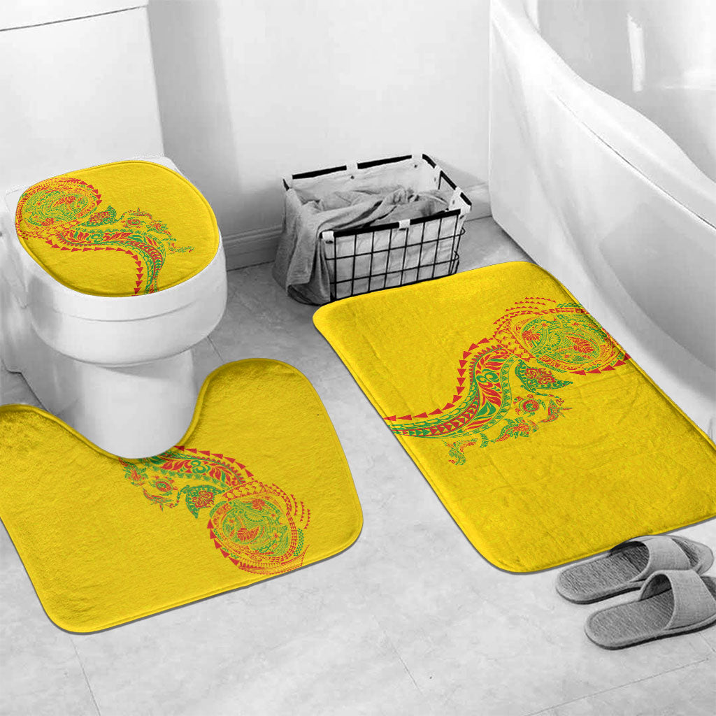 Hawaiian Kakau Tribal Sea Animals Tattoos Bathroom Set Kanaka Maoli Flag Color Inspired