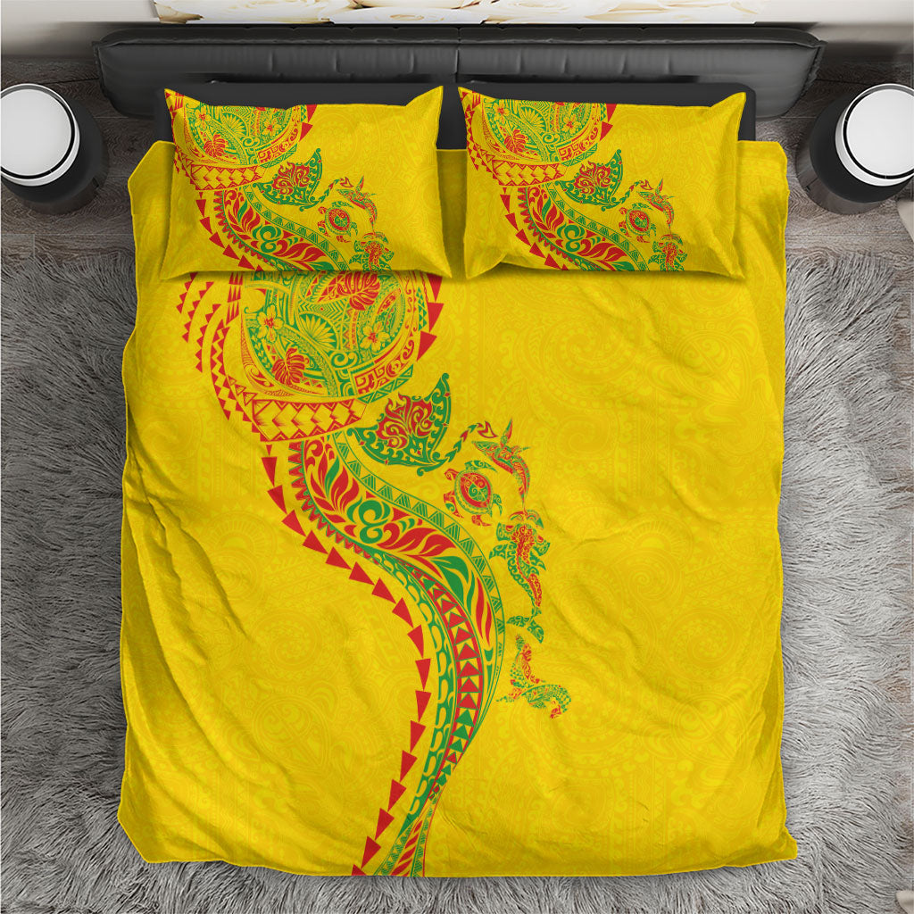 Hawaiian Kakau Tribal Sea Animals Tattoos Bedding Set Kanaka Maoli Flag Color Inspired LT03 Multicolor - Polynesian Pride