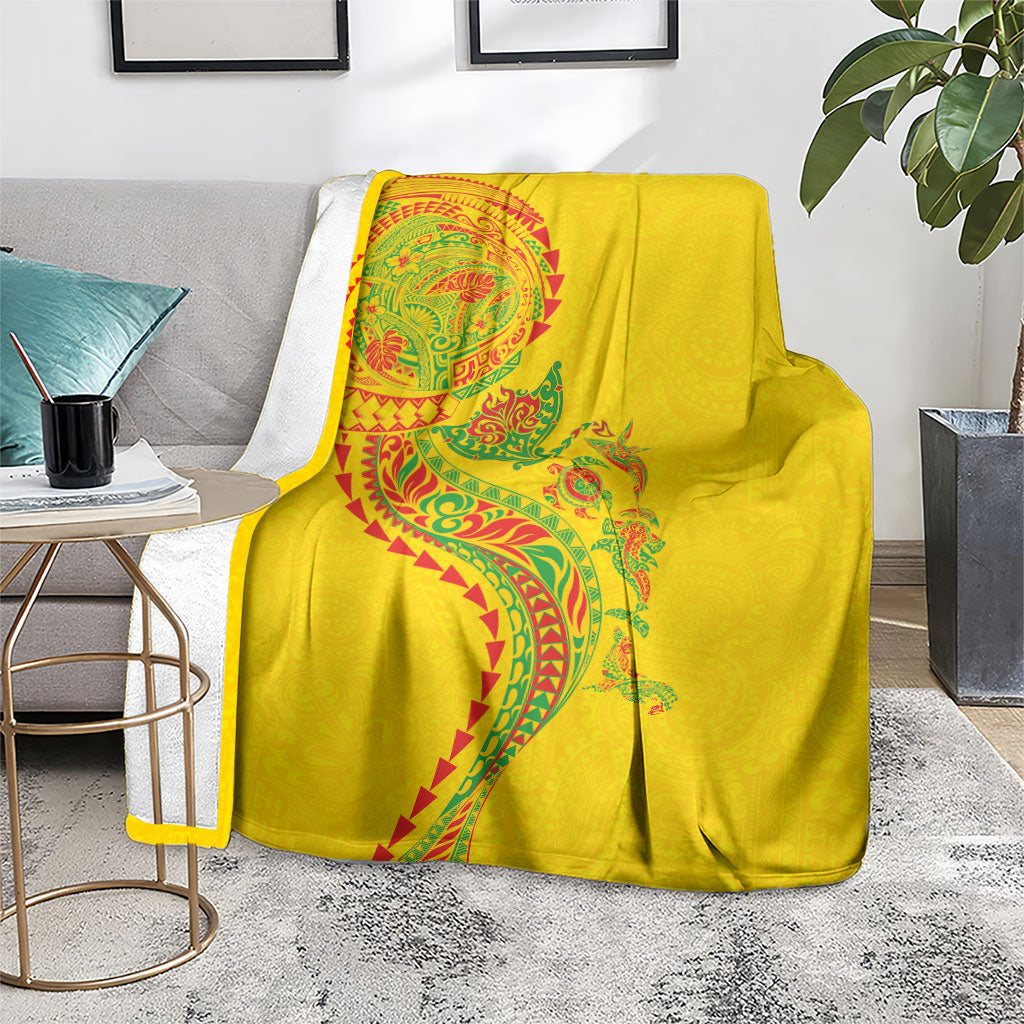 Hawaiian Kakau Tribal Sea Animals Tattoos Blanket Kanaka Maoli Flag Color Inspired