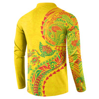 Hawaiian Kakau Tribal Sea Animals Tattoos Button Sweatshirt Kanaka Maoli Flag Color Inspired LT03 - Polynesian Pride