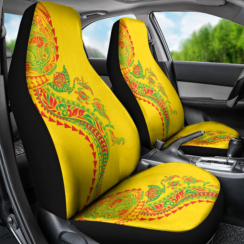 Hawaiian Kakau Tribal Sea Animals Tattoos Car Seat Cover Kanaka Maoli Flag Color Inspired LT03 - Polynesian Pride