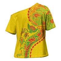 Hawaiian Kakau Tribal Sea Animals Tattoos Cross Shoulder Shirt Kanaka Maoli Flag Color Inspired LT03 - Polynesian Pride