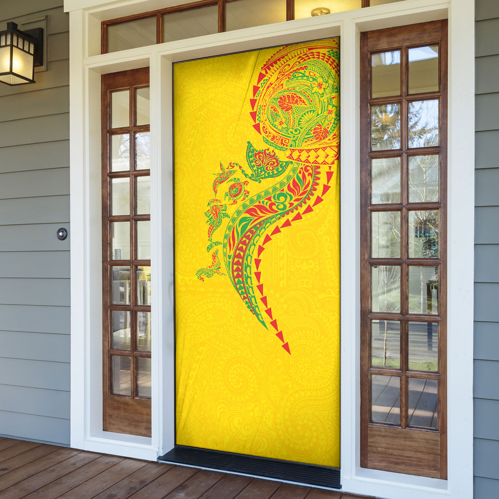 Hawaiian Kakau Tribal Sea Animals Tattoos Door Cover Kanaka Maoli Flag Color Inspired LT03 - Polynesian Pride