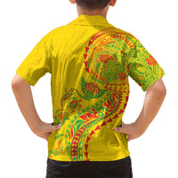 Hawaiian Kakau Tribal Sea Animals Tattoos Family Matching Off Shoulder Short Dress and Hawaiian Shirt Kanaka Maoli Flag Color Inspired LT03 - Polynesian Pride