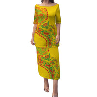 Hawaiian Kakau Tribal Sea Animals Tattoos Family Matching Puletasi and Hawaiian Shirt Kanaka Maoli Flag Color Inspired LT03 Mom's Dress Multicolor - Polynesian Pride