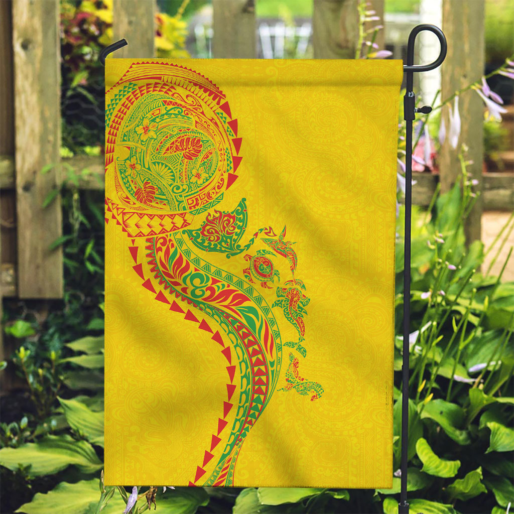 Hawaiian Kakau Tribal Sea Animals Tattoos Garden Flag Kanaka Maoli Flag Color Inspired LT03 Garden Flag Multicolor - Polynesian Pride