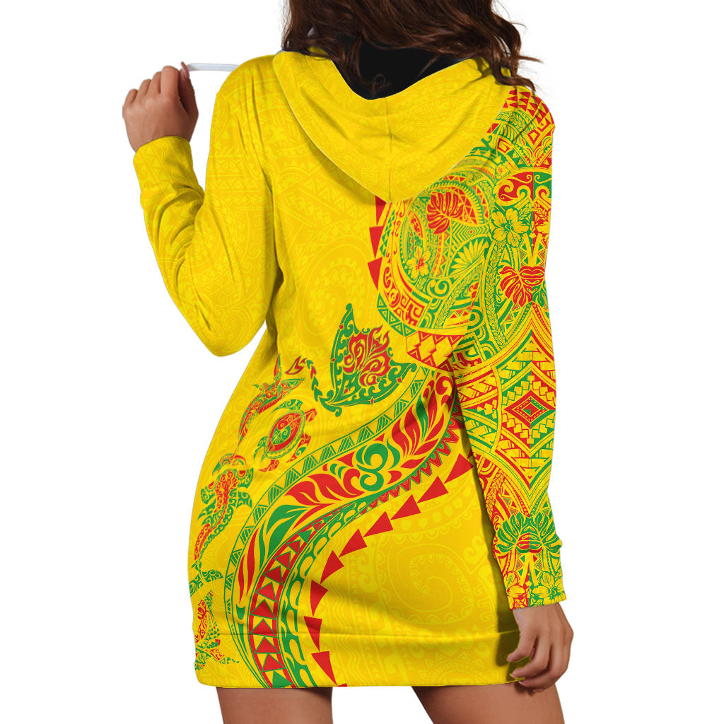 Hawaiian Kakau Tribal Sea Animals Tattoos Hoodie Dress Kanaka Maoli Flag Color Inspired LT03 - Polynesian Pride