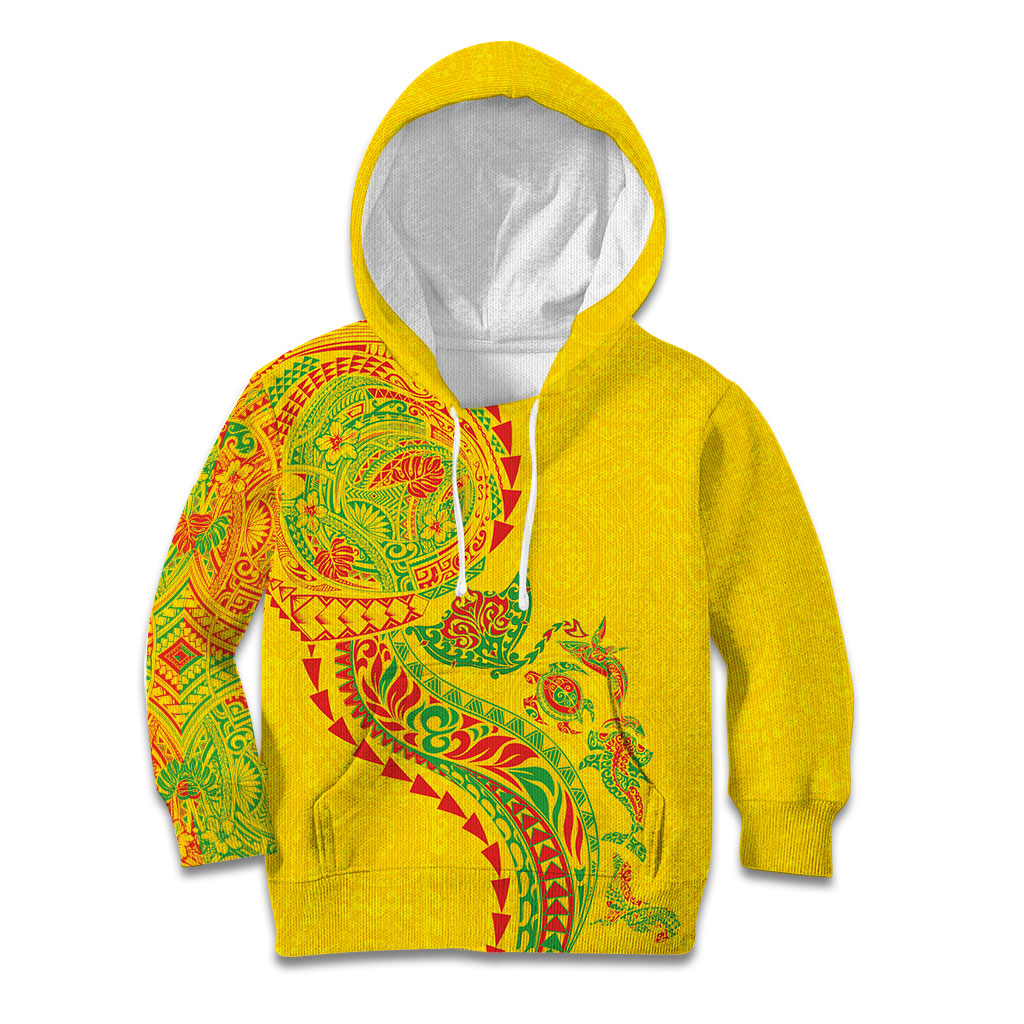 Hawaiian Kakau Tribal Sea Animals Tattoos Kid Hoodie Kanaka Maoli Flag Color Inspired LT03 Hoodie Multicolor - Polynesian Pride