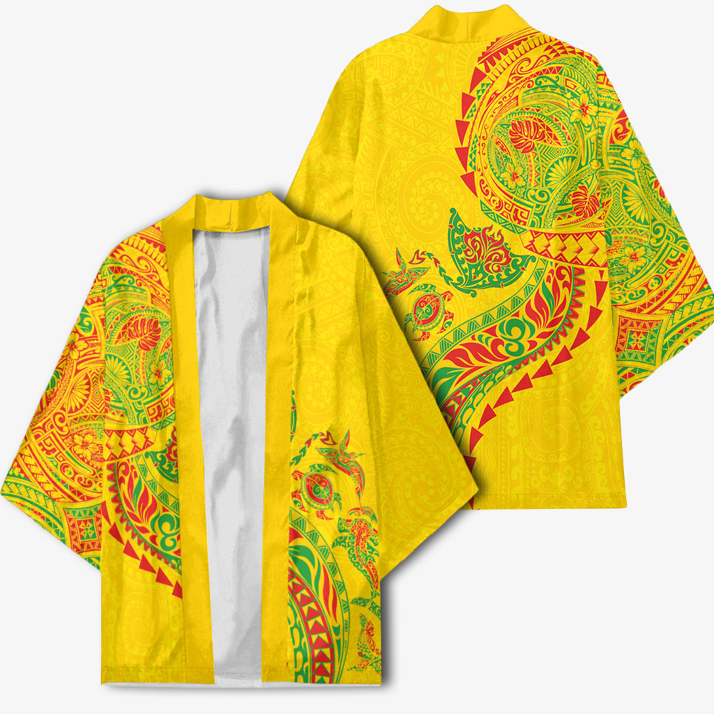 Hawaiian Kakau Tribal Sea Animals Tattoos Kimono Kanaka Maoli Flag Color Inspired