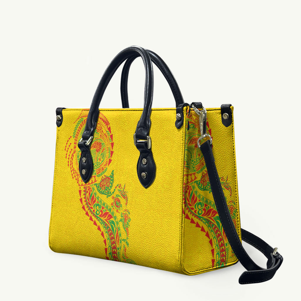 Hawaiian Kakau Tribal Sea Animals Tattoos Leather Bag Kanaka Maoli Flag Color Inspired