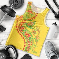 Hawaiian Kakau Tribal Sea Animals Tattoos Men Tank Top Kanaka Maoli Flag Color Inspired