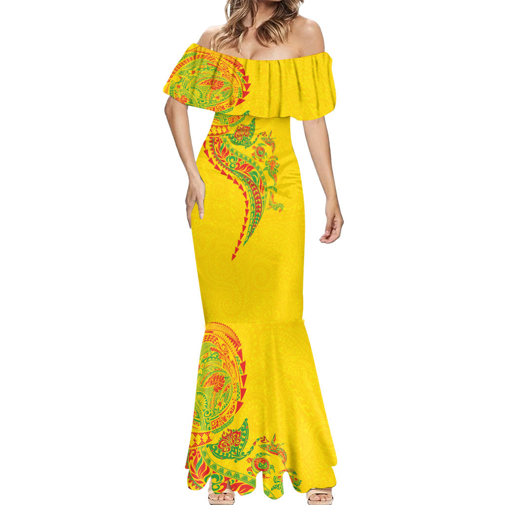 Hawaiian Kakau Tribal Sea Animals Tattoos Mermaid Dress Kanaka Maoli Flag Color Inspired LT03 - Polynesian Pride