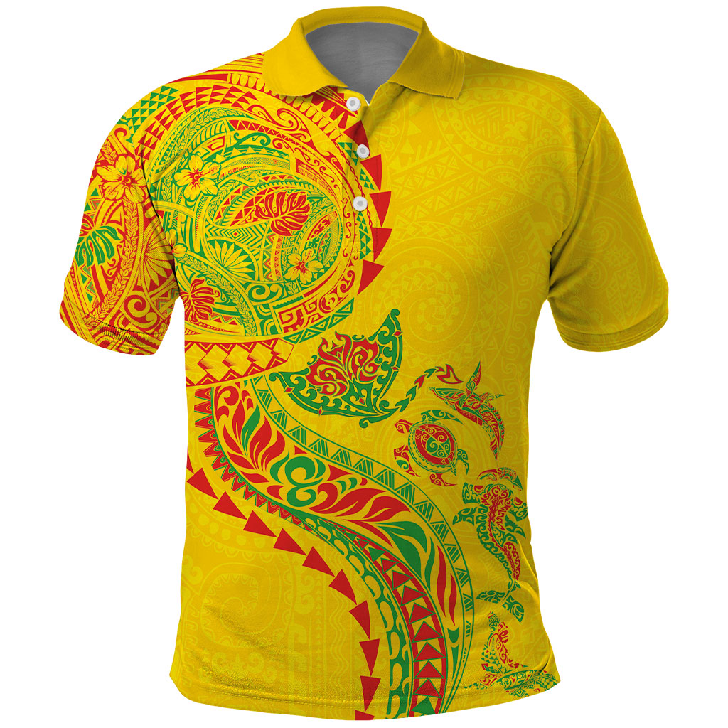 Hawaiian Kakau Tribal Sea Animals Tattoos Polo Shirt Kanaka Maoli Flag Color Inspired