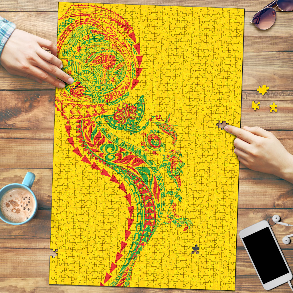 Hawaiian Kakau Tribal Sea Animals Tattoos Puzzle Kanaka Maoli Flag Color Inspired
