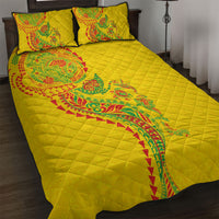 Hawaiian Kakau Tribal Sea Animals Tattoos Quilt Bed Set Kanaka Maoli Flag Color Inspired