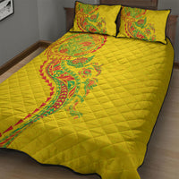 Hawaiian Kakau Tribal Sea Animals Tattoos Quilt Bed Set Kanaka Maoli Flag Color Inspired
