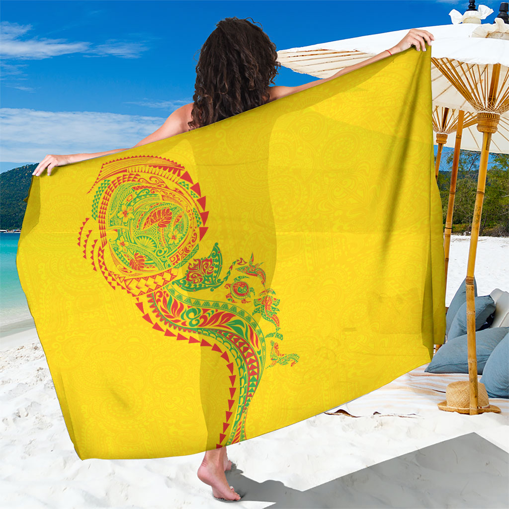 Hawaiian Kakau Tribal Sea Animals Tattoos Sarong Kanaka Maoli Flag Color Inspired