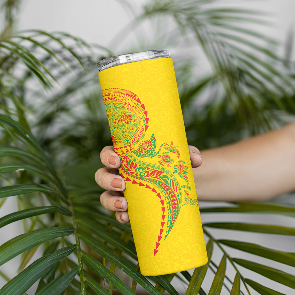 Hawaiian Kakau Tribal Sea Animals Tattoos Skinny Tumbler Kanaka Maoli Flag Color Inspired LT03 - Polynesian Pride
