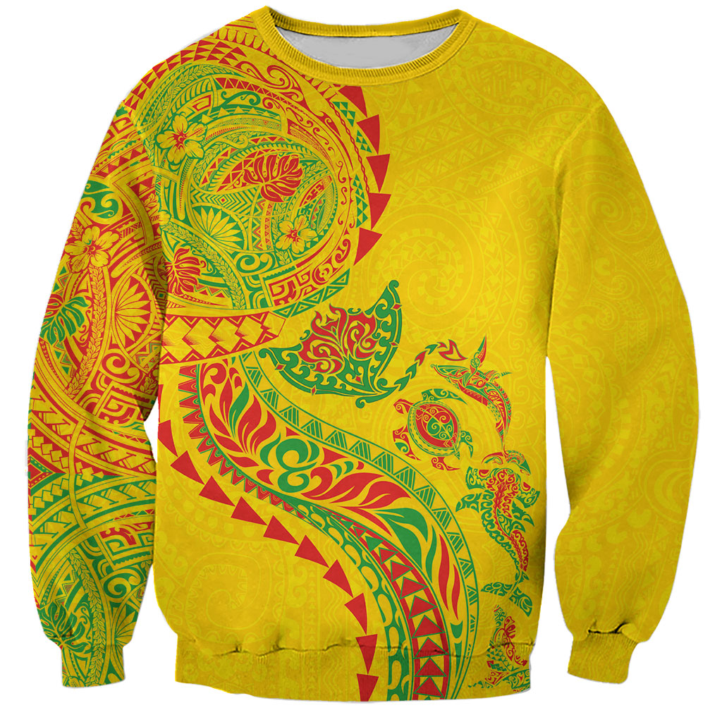 Hawaiian Kakau Tribal Sea Animals Tattoos Sweatshirt Kanaka Maoli Flag Color Inspired