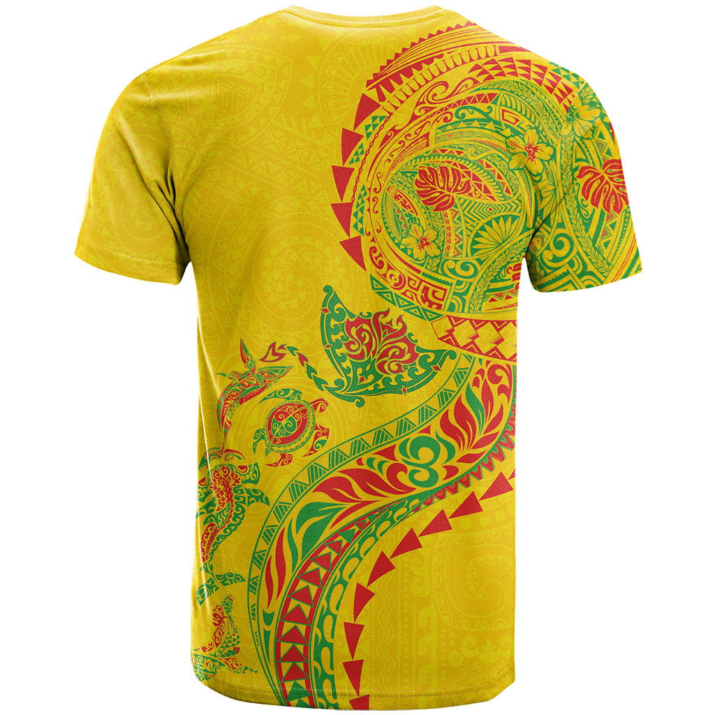 Hawaiian Kakau Tribal Sea Animals Tattoos T Shirt Kanaka Maoli Flag Color Inspired LT03 - Polynesian Pride