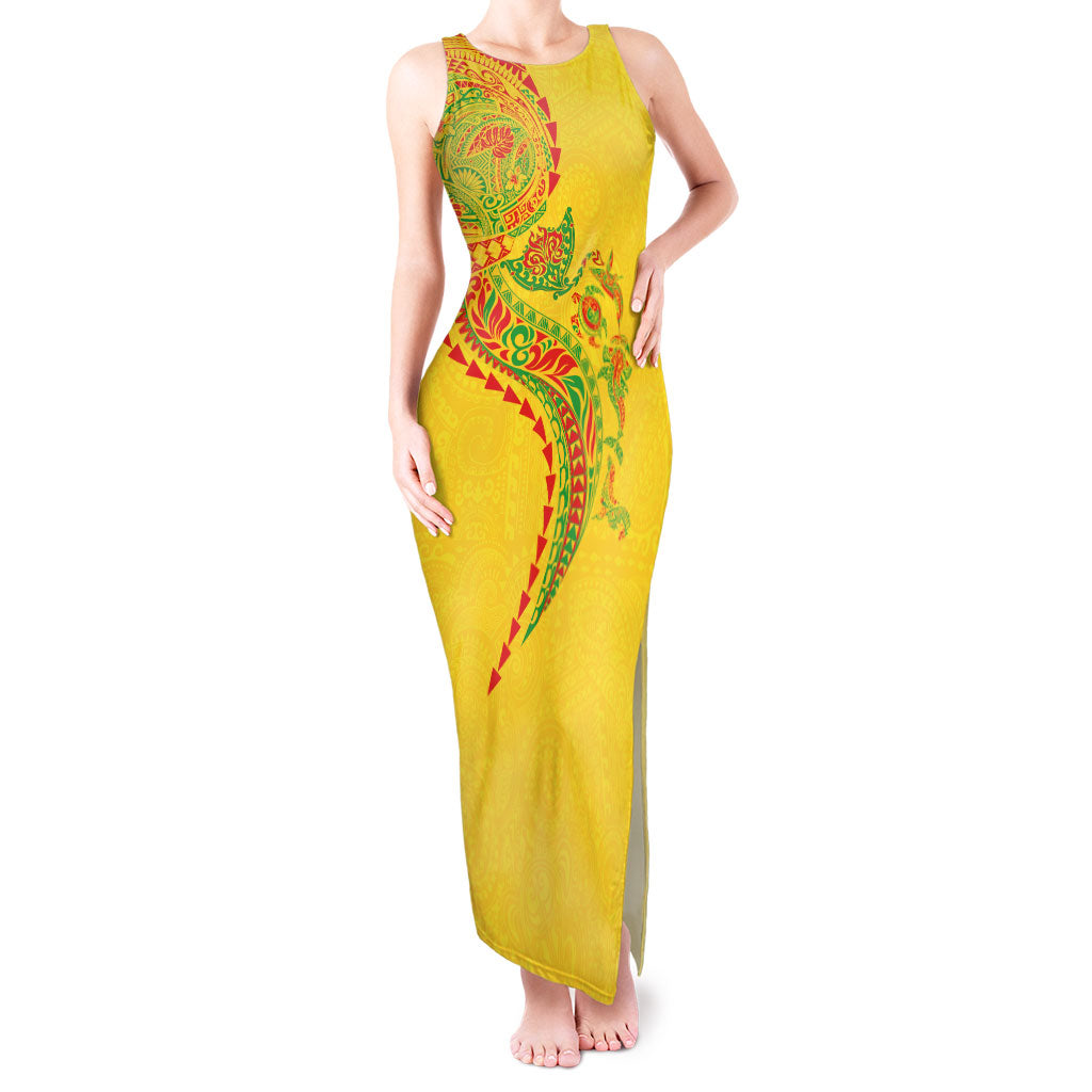 Hawaiian Kakau Tribal Sea Animals Tattoos Tank Maxi Dress Kanaka Maoli Flag Color Inspired LT03 Women Multicolor - Polynesian Pride