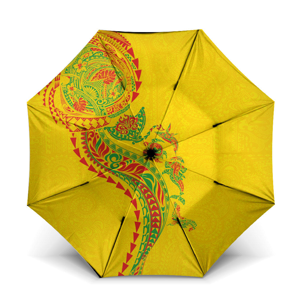 Hawaiian Kakau Tribal Sea Animals Tattoos Umbrella Kanaka Maoli Flag Color Inspired