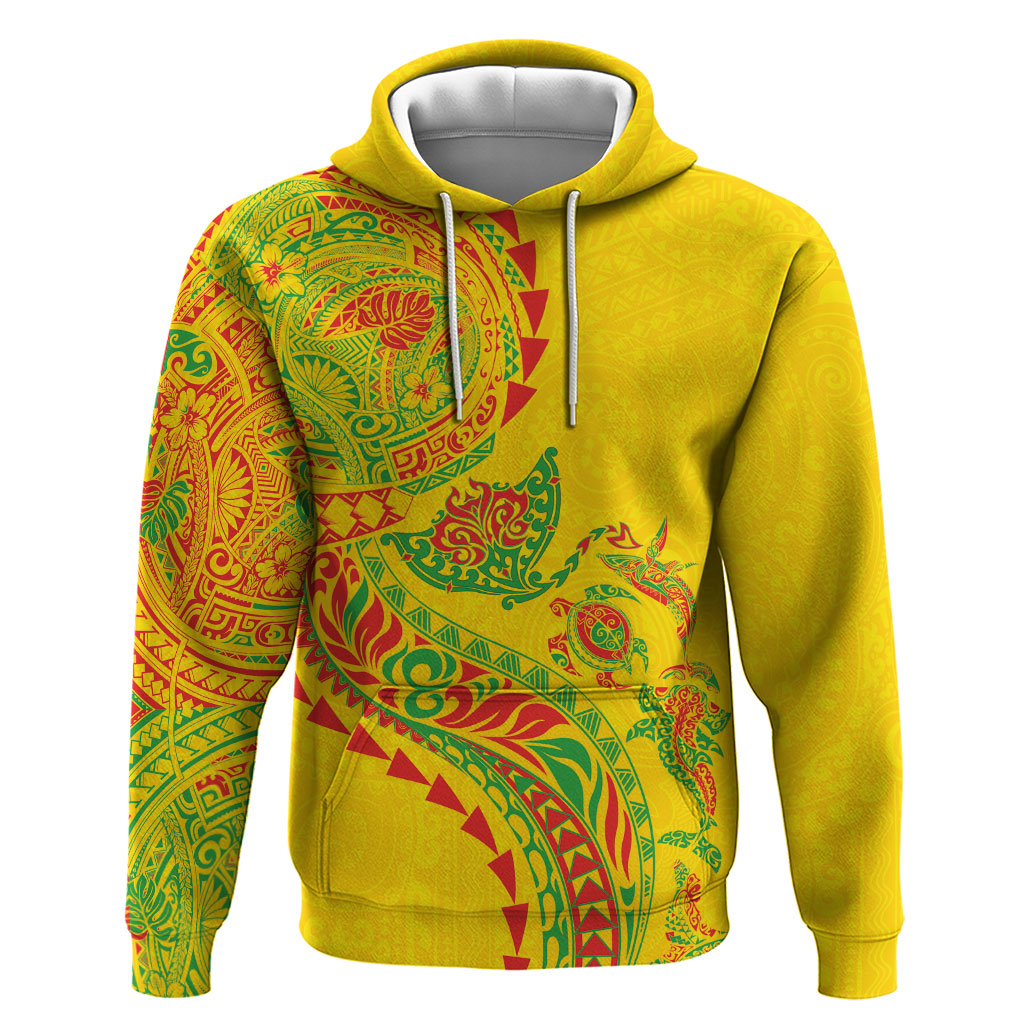 Hawaiian Kakau Tribal Sea Animals Tattoos Zip Hoodie Kanaka Maoli Flag Color Inspired LT03 Pullover Hoodie Multicolor - Polynesian Pride
