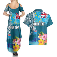 Personalised Tuvalu Independence Day Couples Matching Summer Maxi Dress and Hawaiian Shirt Tuvaluan Tribal Flag Style LT03 - Polynesian Pride