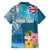 Personalised Tuvalu Independence Day Family Matching Off Shoulder Short Dress and Hawaiian Shirt Tuvaluan Tribal Flag Style