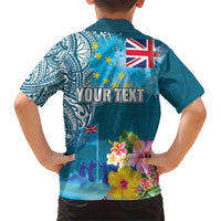 Personalised Tuvalu Independence Day Family Matching Short Sleeve Bodycon Dress and Hawaiian Shirt Tuvaluan Tribal Flag Style LT03 - Polynesian Pride