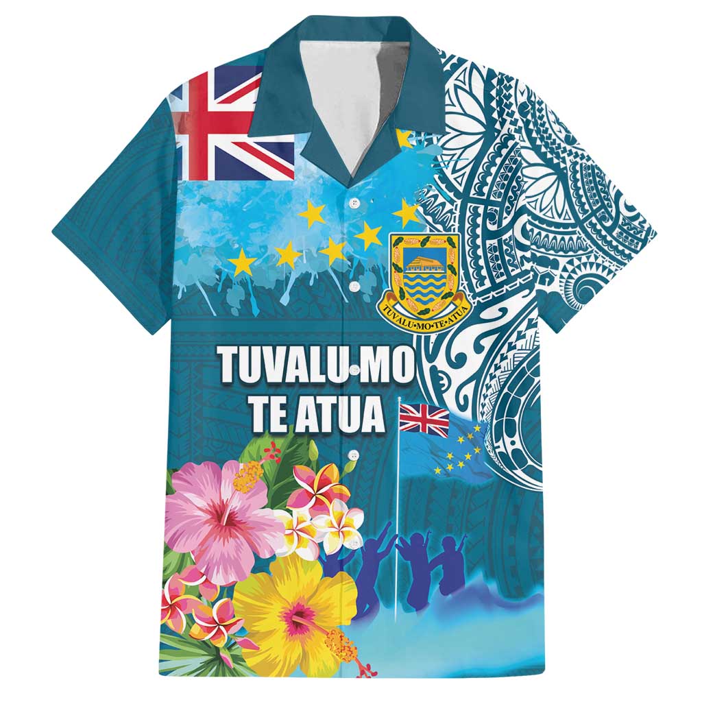 Personalised Tuvalu Independence Day Family Matching Summer Maxi Dress and Hawaiian Shirt Tuvaluan Tribal Flag Style