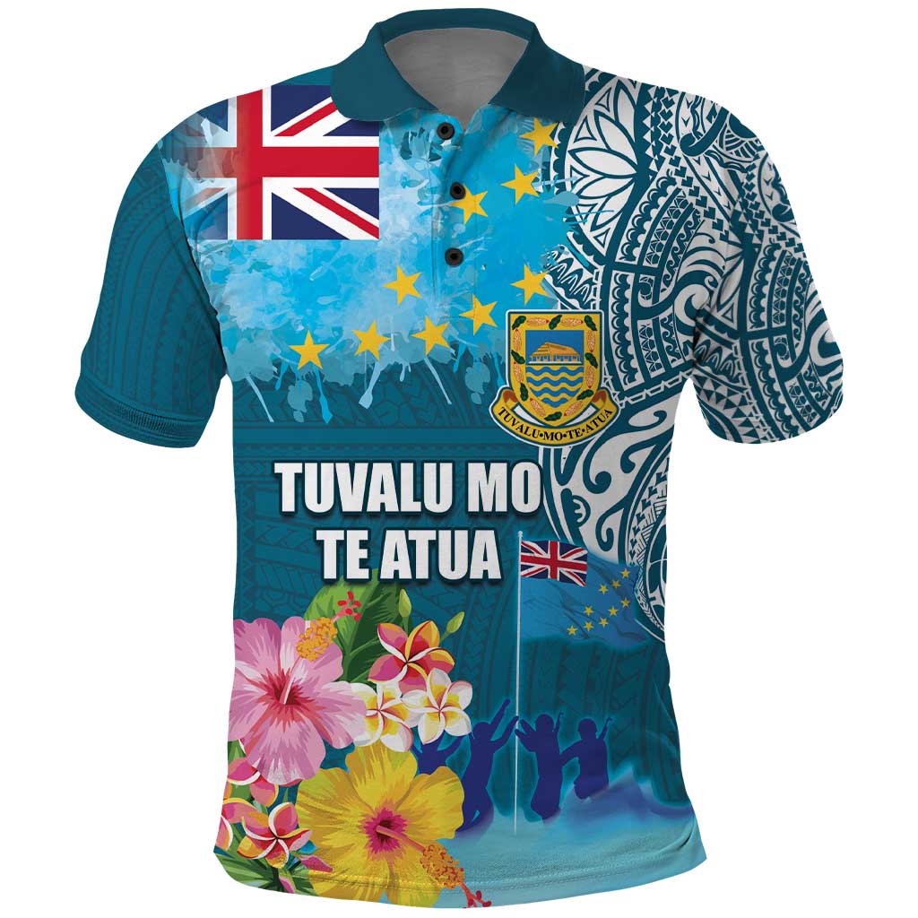 Personalised Tuvalu Independence Day Polo Shirt Tuvaluan Tribal Flag Style