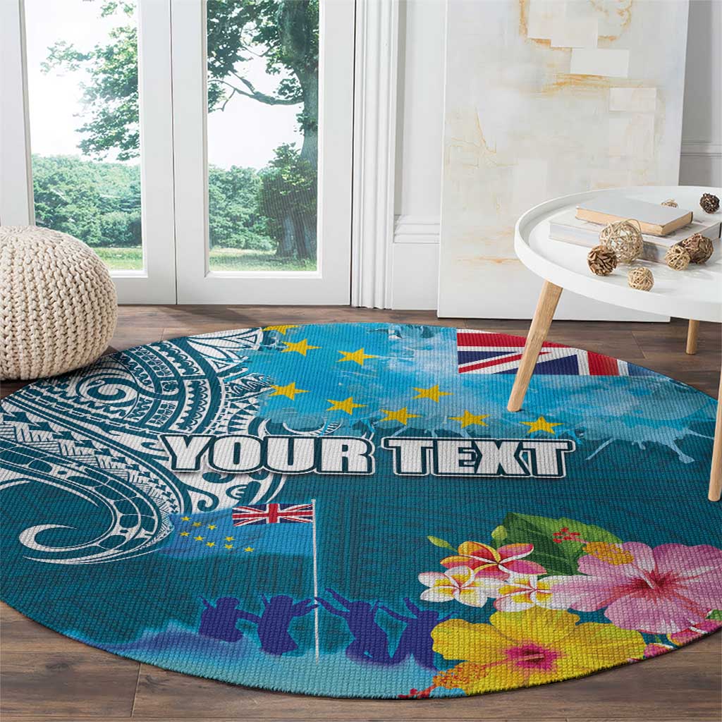 Personalised Tuvalu Independence Day Round Carpet Tuvaluan Tribal Flag Style LT03 - Polynesian Pride