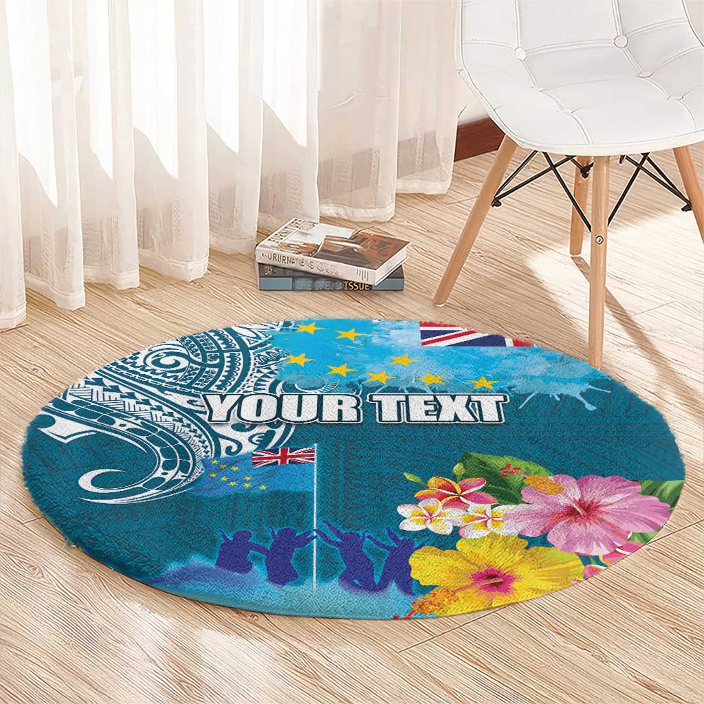 Personalised Tuvalu Independence Day Round Carpet Tuvaluan Tribal Flag Style LT03 - Polynesian Pride