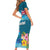 Personalised Tuvalu Independence Day Short Sleeve Bodycon Dress Tuvaluan Tribal Flag Style