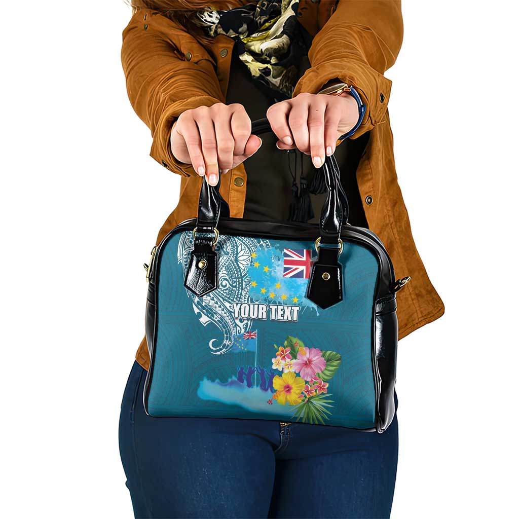 Personalised Tuvalu Independence Day Shoulder Handbag Tuvaluan Tribal Flag Style LT03 One Size Turquoise - Polynesian Pride
