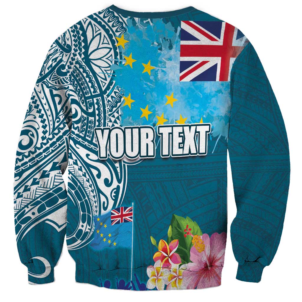 Personalised Tuvalu Independence Day Sweatshirt Tuvaluan Tribal Flag Style