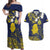 Niue Independence Day Couples Matching Off Shoulder Maxi Dress and Hawaiian Shirt Hiapo Pattern Fiti Pua and Uga