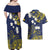 Niue Independence Day Couples Matching Off Shoulder Maxi Dress and Hawaiian Shirt Hiapo Pattern Fiti Pua and Uga