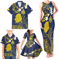Niue Independence Day Family Matching Tank Maxi Dress and Hawaiian Shirt Hiapo Pattern Fiti Pua and Uga LT03 - Polynesian Pride