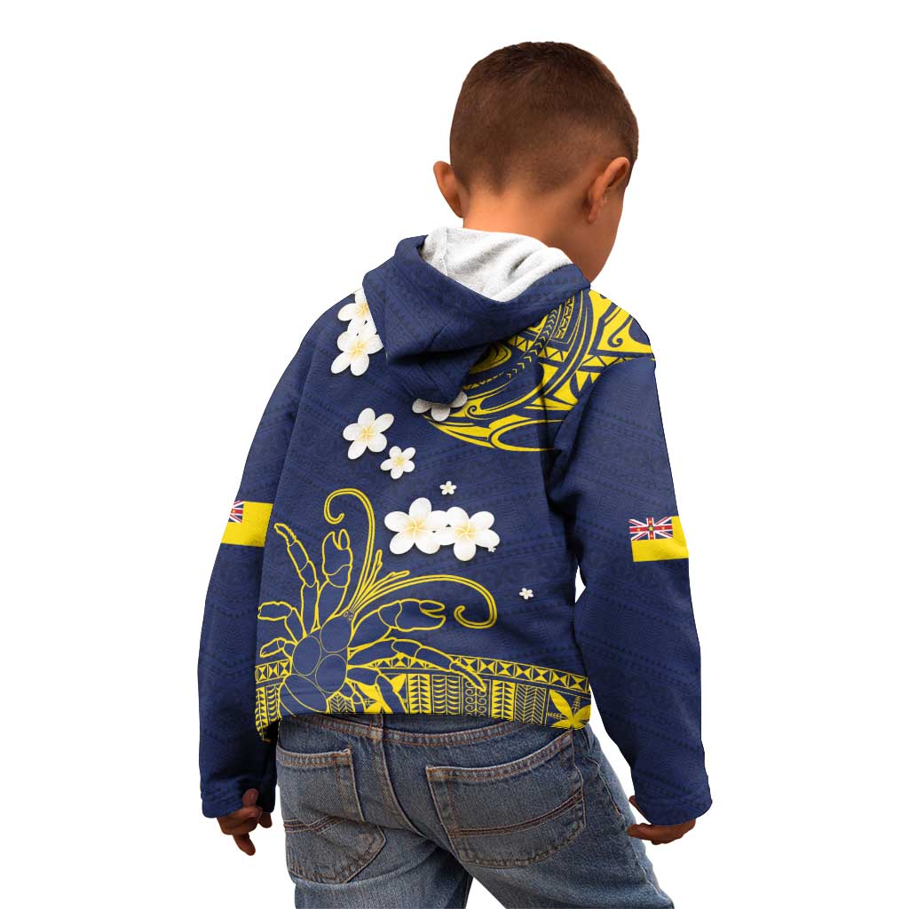 Niue Independence Day Kid Hoodie Hiapo Pattern Fiti Pua and Uga