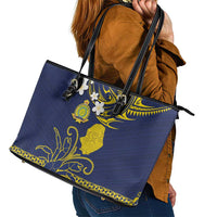 Niue Independence Day Leather Tote Bag Hiapo Pattern Fiti Pua and Uga LT03 - Polynesian Pride