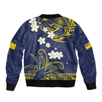 Niue Independence Day Sleeve Zip Bomber Jacket Hiapo Pattern Fiti Pua and Uga