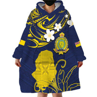Niue Independence Day Wearable Blanket Hoodie Hiapo Pattern Fiti Pua and Uga LT03 - Polynesian Pride