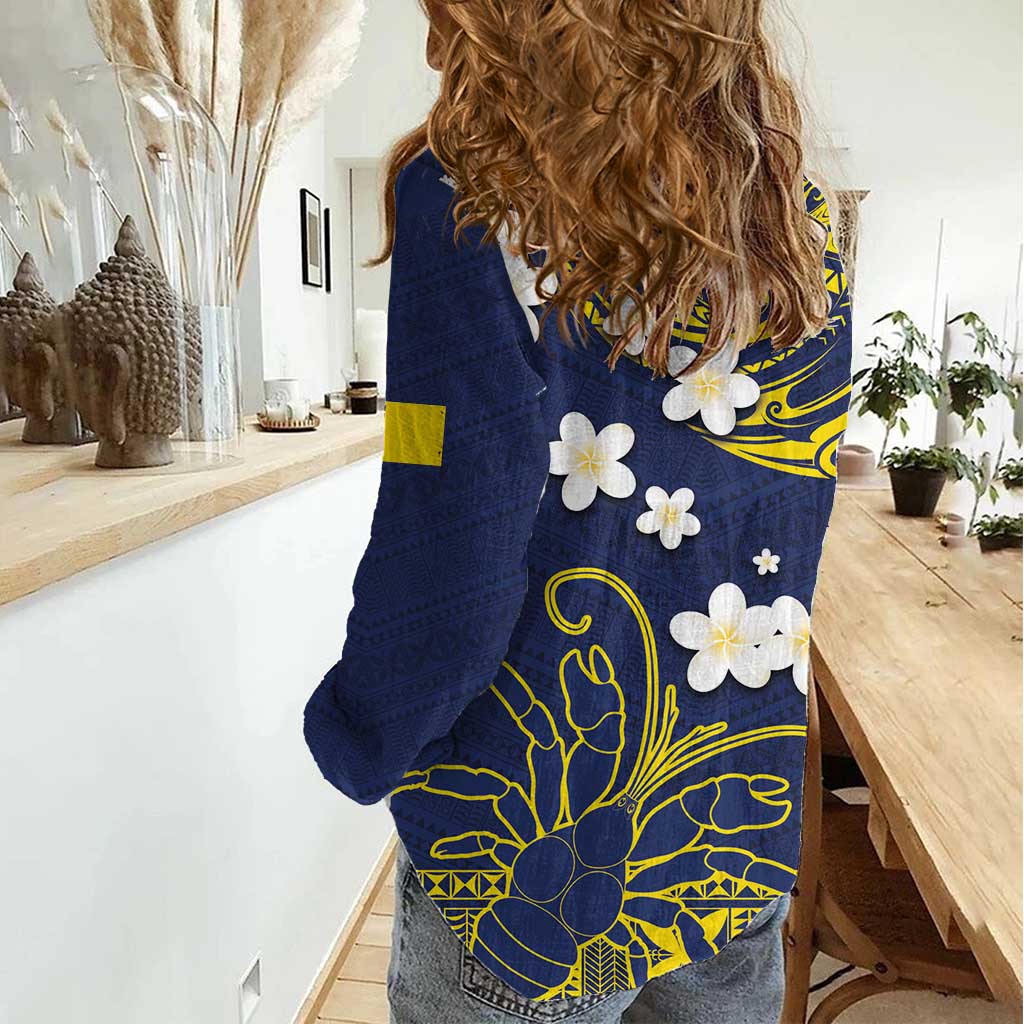 Niue Independence Day Women Casual Shirt Hiapo Pattern Fiti Pua and Uga LT03 - Polynesian Pride