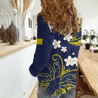 Niue Independence Day Women Casual Shirt Hiapo Pattern Fiti Pua and Uga LT03 - Polynesian Pride