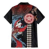 Hawaii and Japanese Together Family Matching Mermaid Dress and Hawaiian Shirt Koi Fish and Kakau Pattern