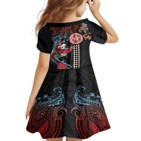 Hawaii and Japanese Together Family Matching Off Shoulder Short Dress and Hawaiian Shirt Koi Fish and Kakau Pattern