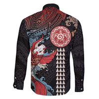 Hawaii and Japanese Together Family Matching Short Sleeve Bodycon Dress and Hawaiian Shirt Koi Fish and Kakau Pattern